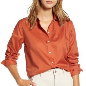 EVERLANE The Silky Cotton Relaxed Shirt in Canyon Orange size 12